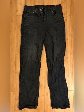 American Eagle Outfitters Black Baggy Straight Jeans Super High Waist 
6 LONG